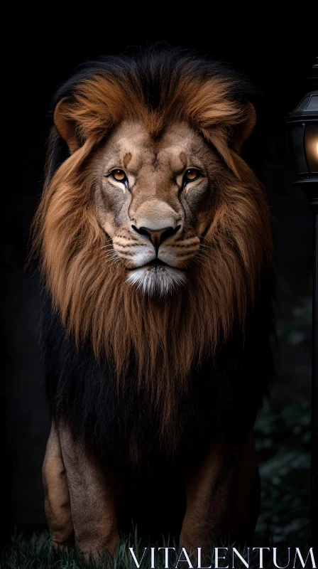 AI ART Regal Lion Portrait in the Dark