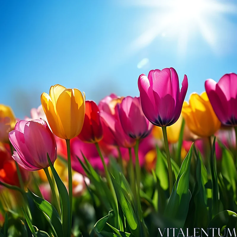 Bright Spring Tulips in Garden AI Image