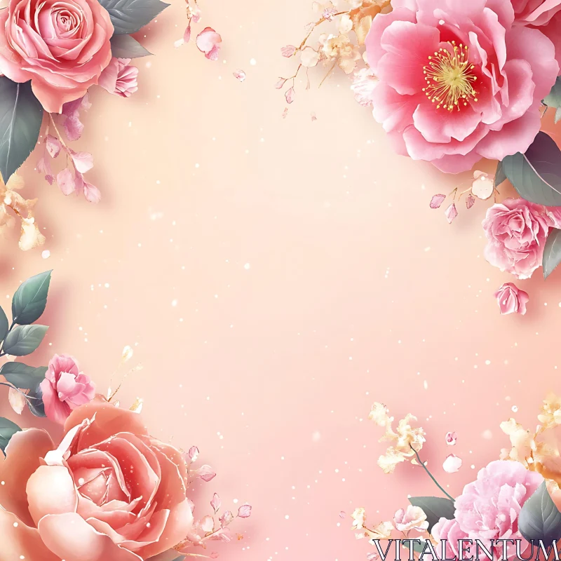 AI ART Enchanting Floral Composition with Soft Pink Blossoms