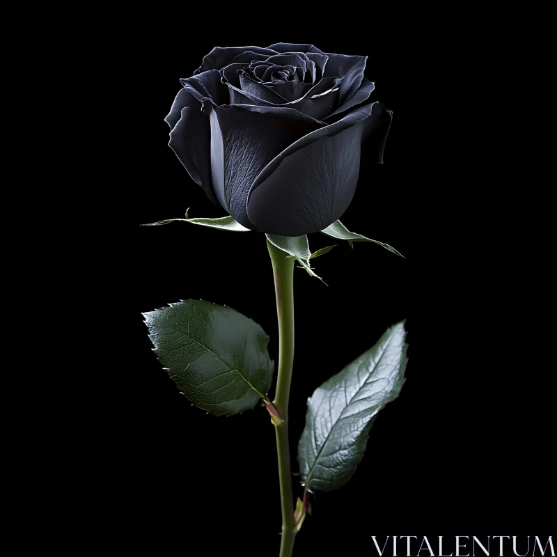 Graceful Dark Rose in Minimalistic Setting AI Image