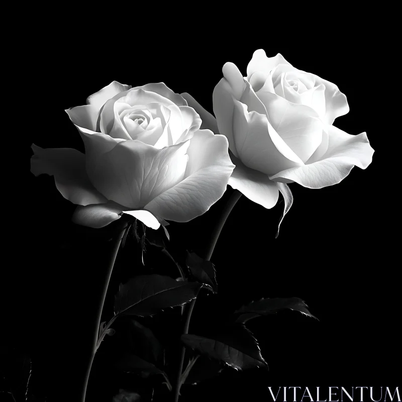 Monochrome White Roses AI Image