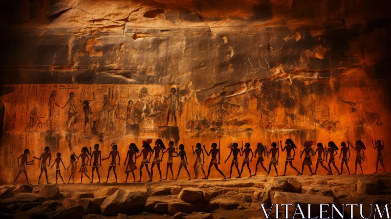 Apocalyptic Egyptian Art - People in front of Cliff AI Image