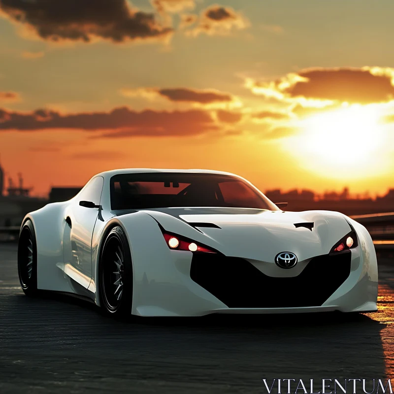 Luxury Sports Car During Sunset AI Image