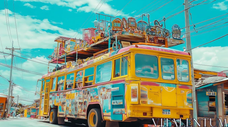 Vibrant Urban Bus with Unique Decorations AI Image