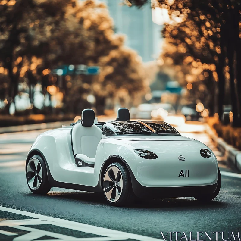 Modern Compact Electric Car AI Image