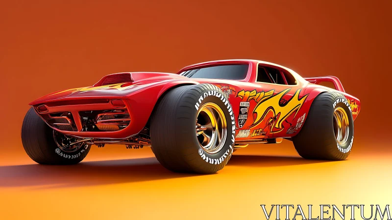 Vintage Hot Rod with Flame Decals AI Image