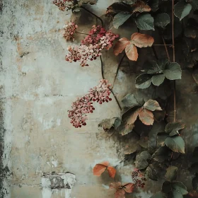 Charming Vintage Wall with Ivy Flowers