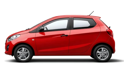 Modern Red Compact Car Side View