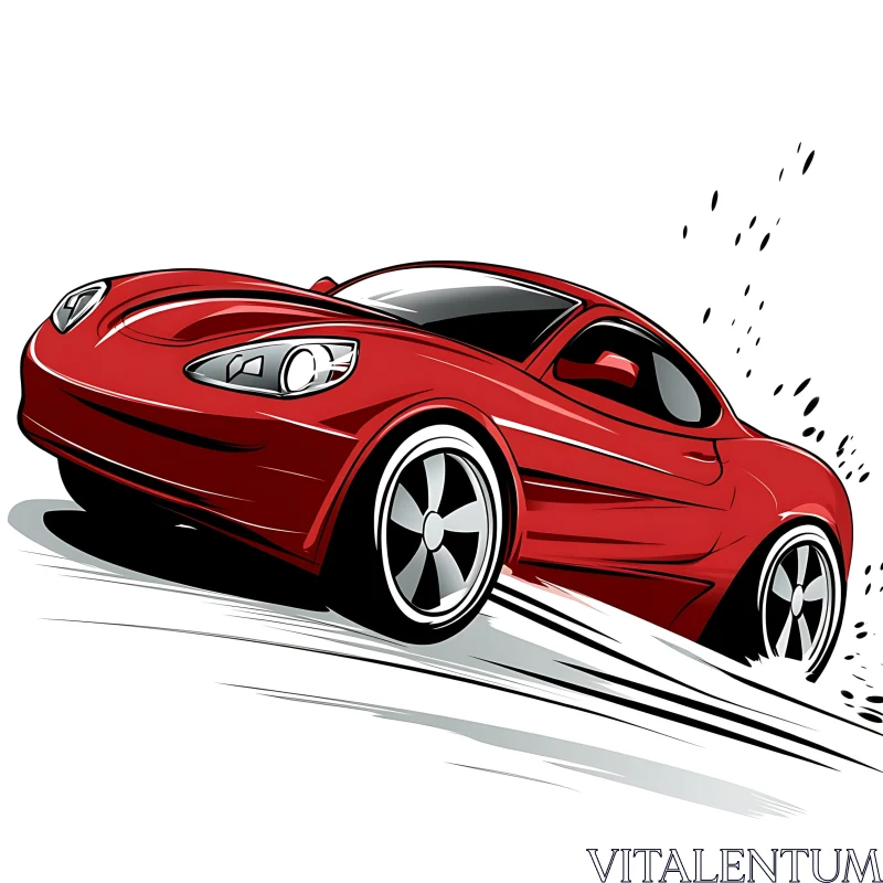 Illustration of a Red Sports Car AI Image