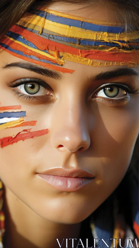 Captivating Portrait of a Southwest Woman with Painted Face AI Image