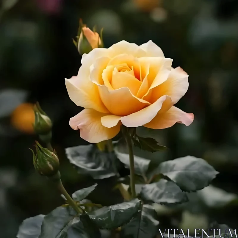 Yellow Rose Flower in Full Bloom AI Image