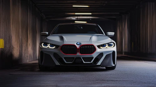 Front View of BMW Sports Car in Tunnel