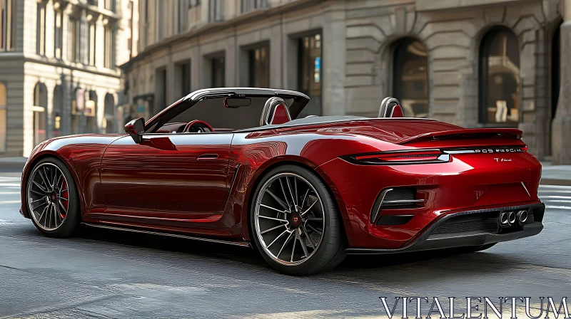 Luxury Red Convertible Sports Car AI Image