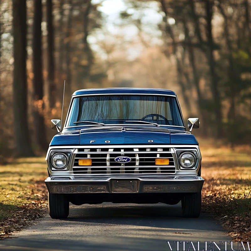 Vintage Truck on a Forest Road AI Image