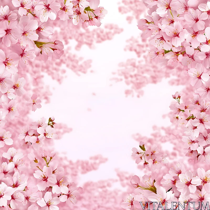 Blossoming Pink Cherry Flowers AI Image