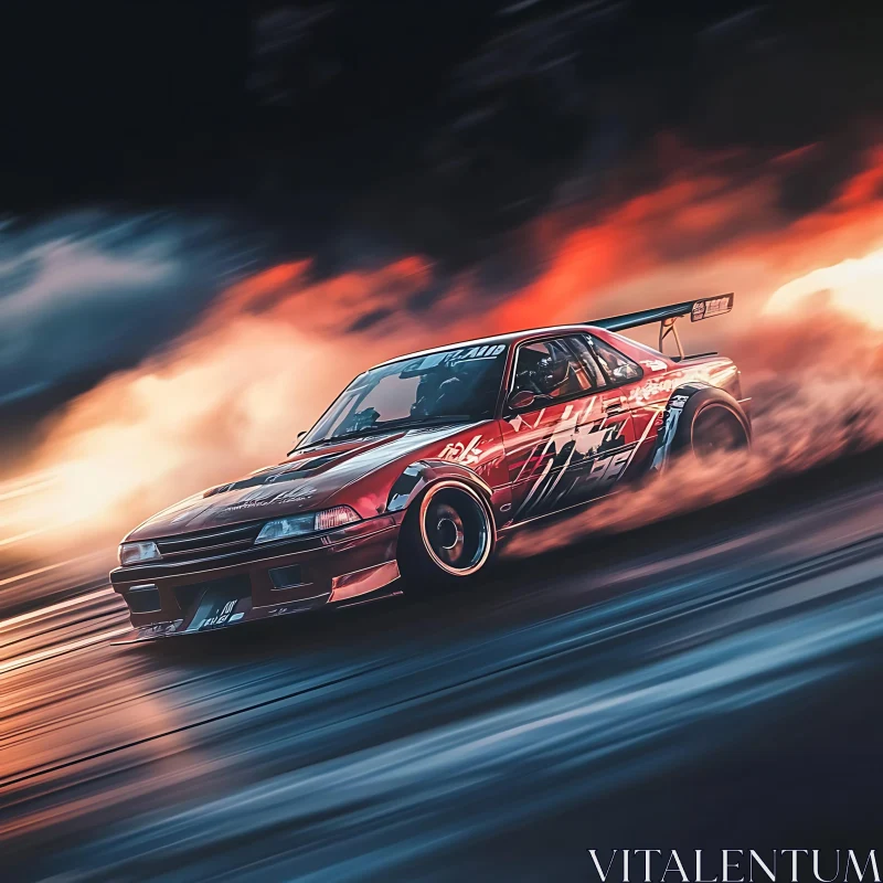 Racing Car in Drift Action AI Image