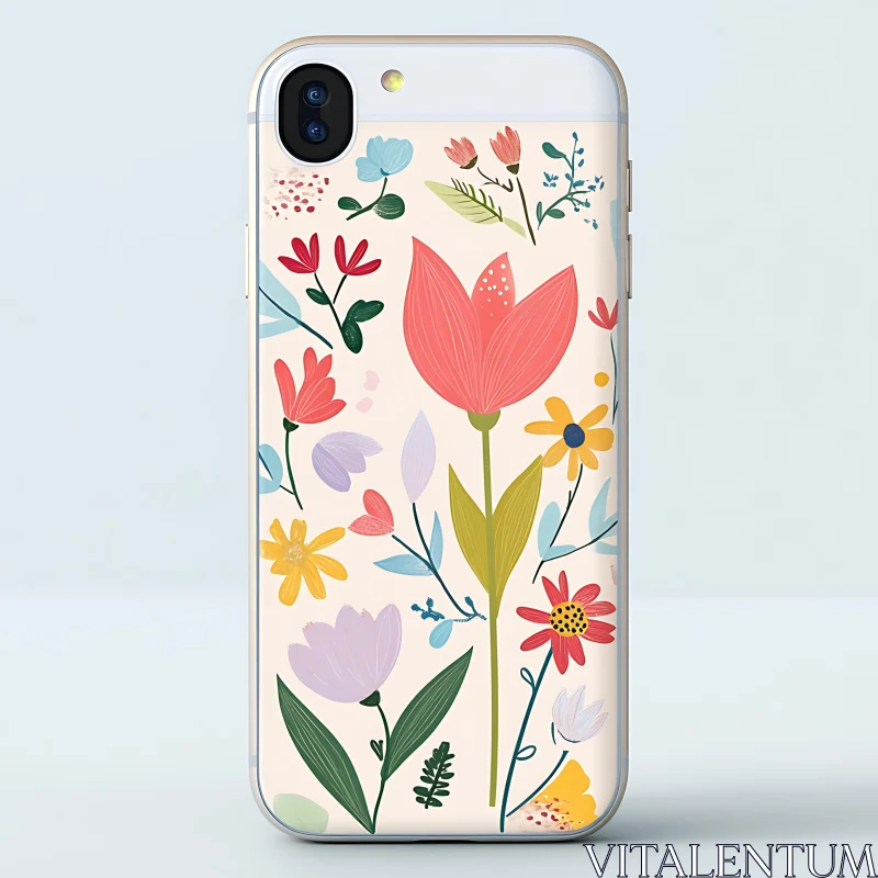 AI ART Colorful Floral Design Phone Case