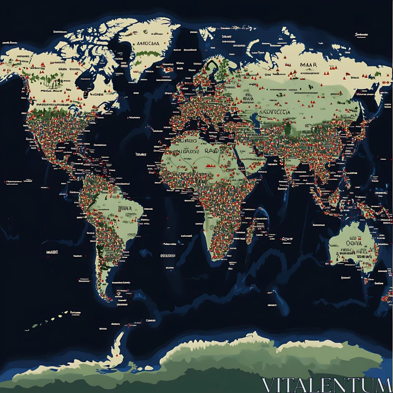 Intricate and Artistic World Map AI Image