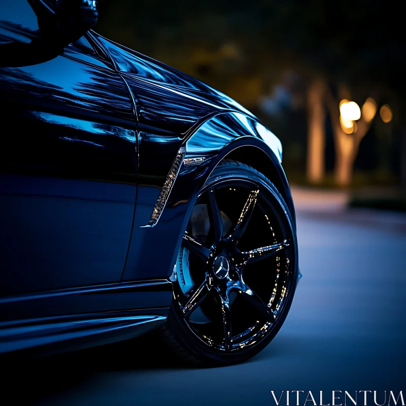 Luxury Car at Night | Black Paint Reflections AI Image