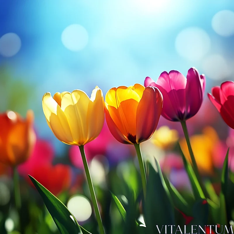 AI ART Vivid Tulip Blossoms