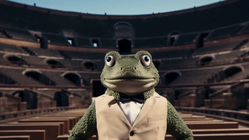 Theatre Frog in Suit: A Photorealistic Rendering