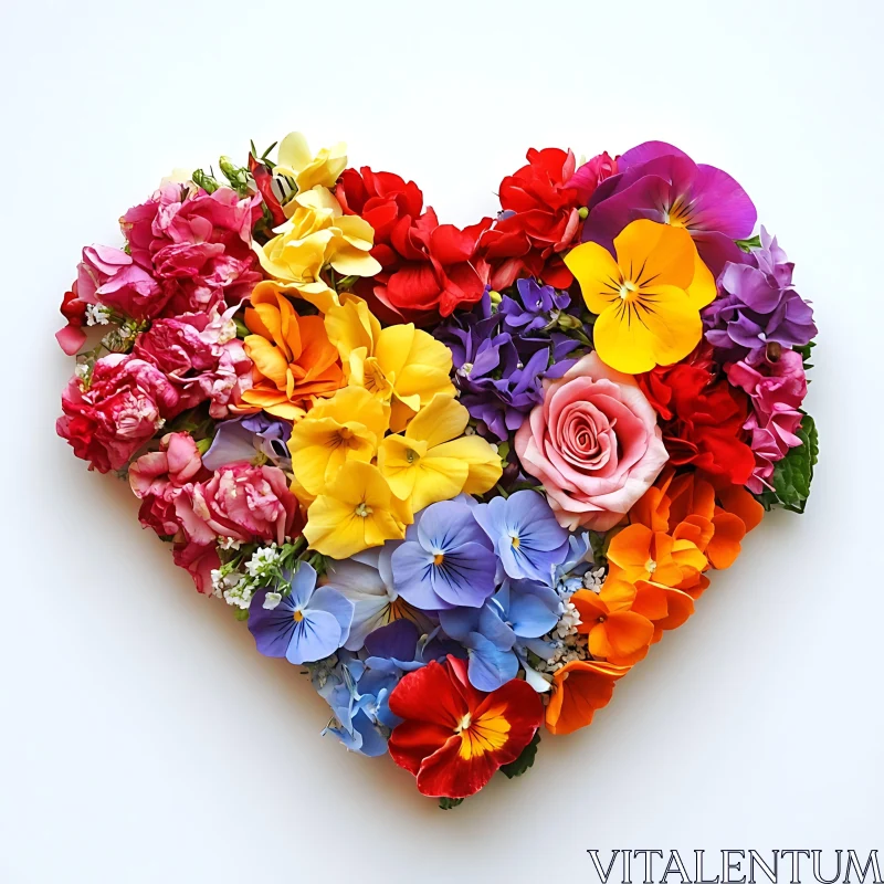 Colorful Heart Flower Bouquet AI Image