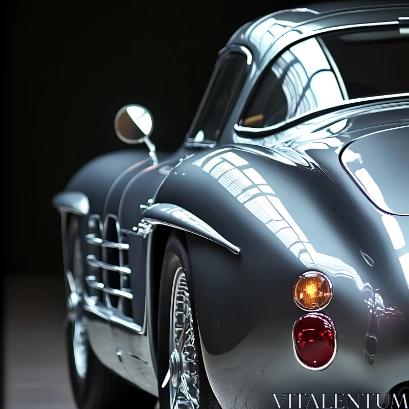 Luxurious Gray Vintage Car in Detail AI Image