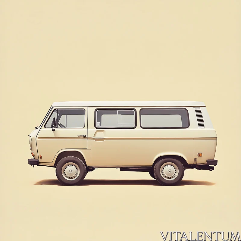 AI ART Retro Beige Van Profile