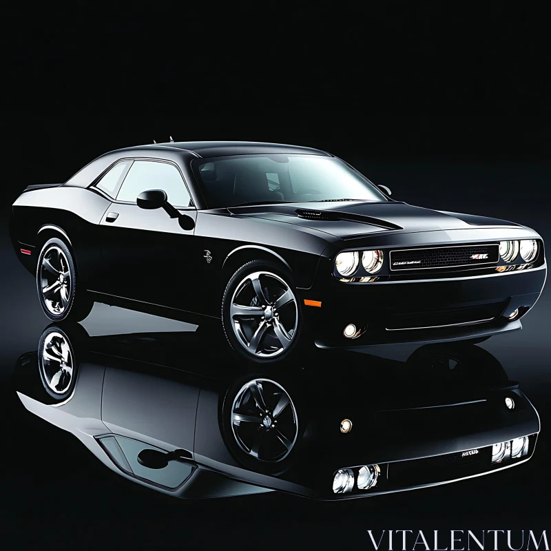 Classic Muscle Car with Chrome Wheels AI Image