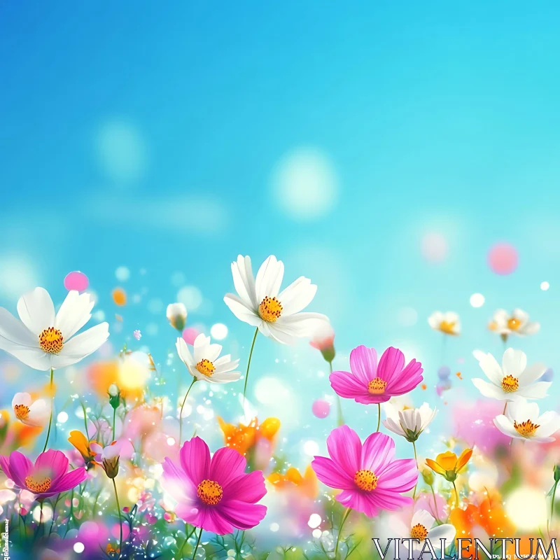 Radiant Flower Field in Bloom AI Image