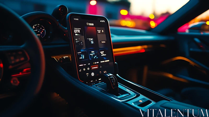 Sleek Car Console with Advanced Control Panel AI Image