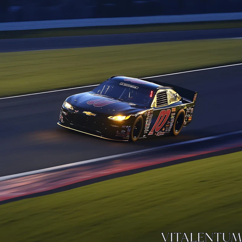 Black Racing Car at Night AI Image