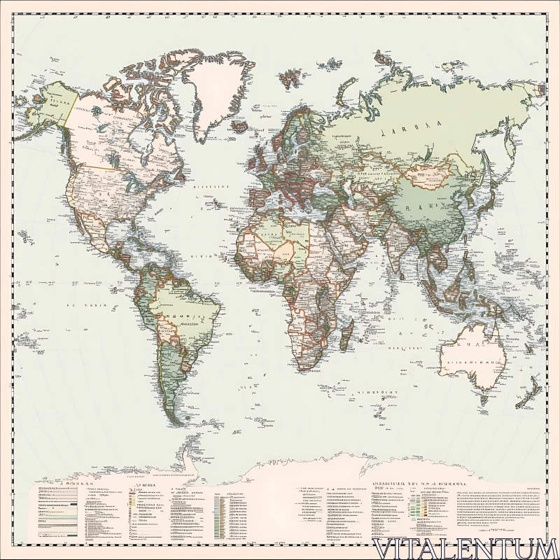 Antique World Map - Detailed Historical Cartography AI Image