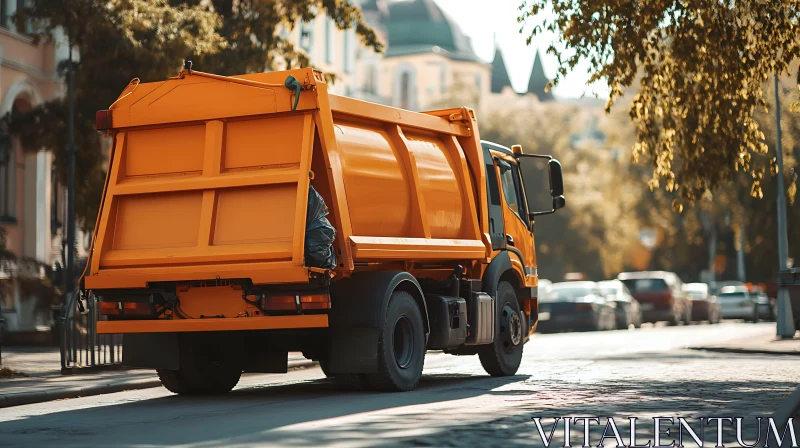 Garbage Truck on City Streets AI Image