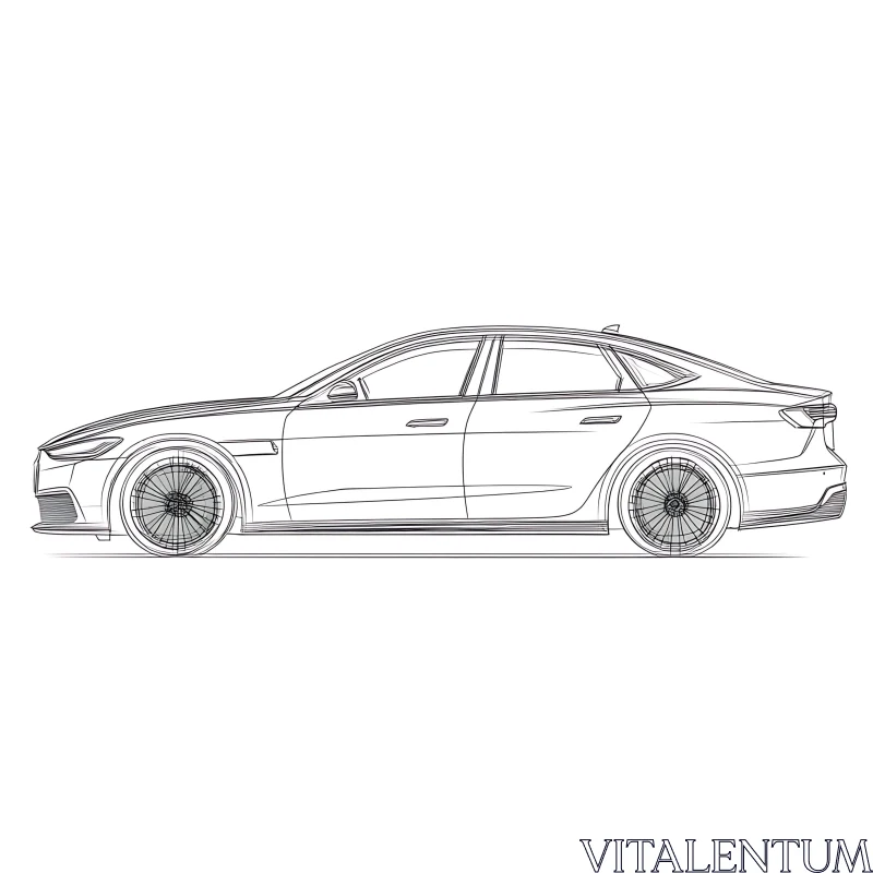 Car Profile Sketch Showcasing Aerodynamic Design AI Image