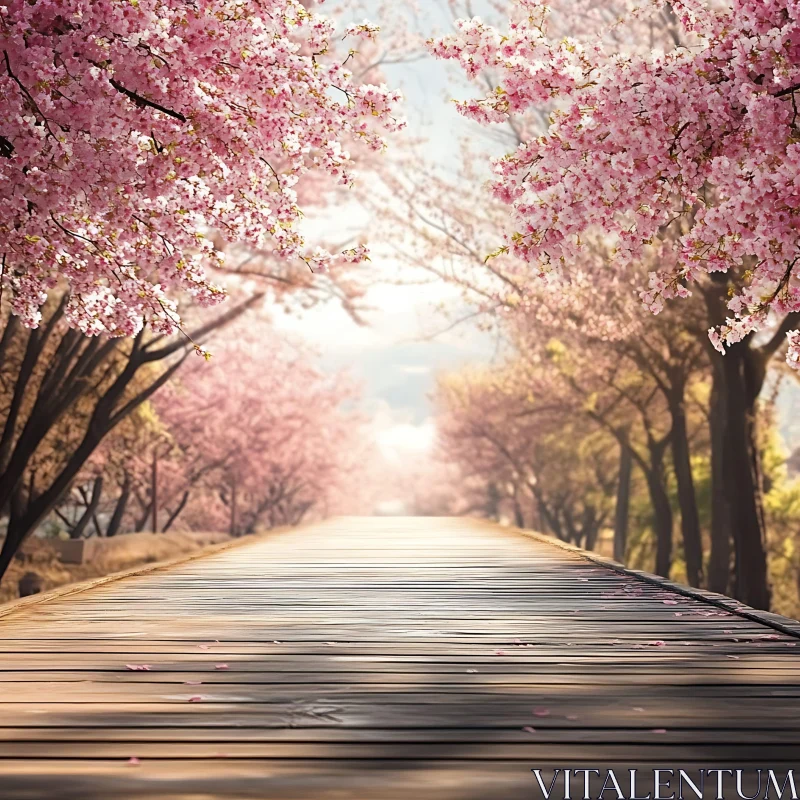 AI ART Picturesque Cherry Blossom Path in Spring