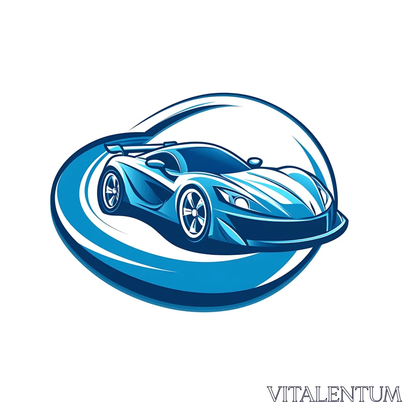 Sleek Blue Racing Car Artwork AI Image