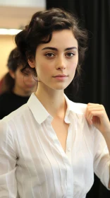 Captivating Fashion Image - A Young Woman in a White Shirt