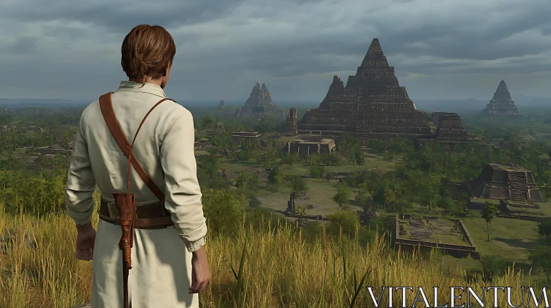 Historical Landscape with Pyramids and Explorer Historical Landscape with Pyramids and Explorer
