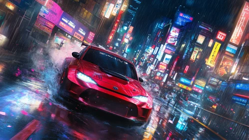 Urban Nighttime Street Racing Scene