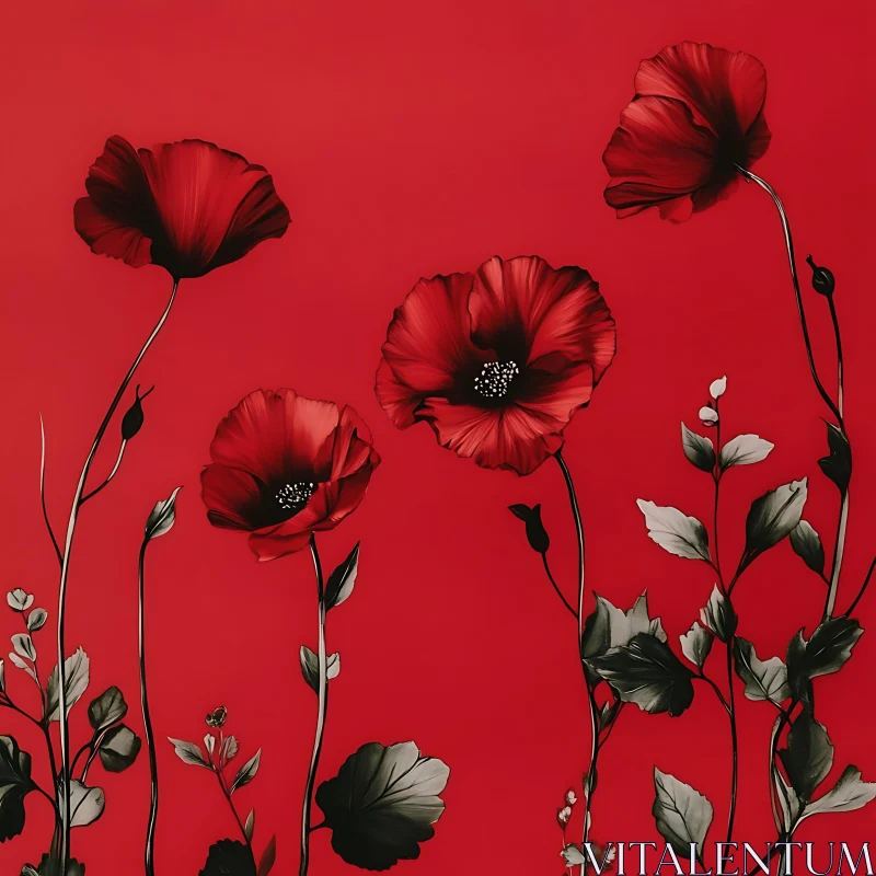 Striking Red Poppies Artwork