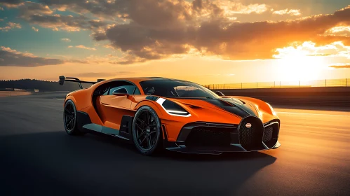 Luxury Sports Car Racing at Sunset