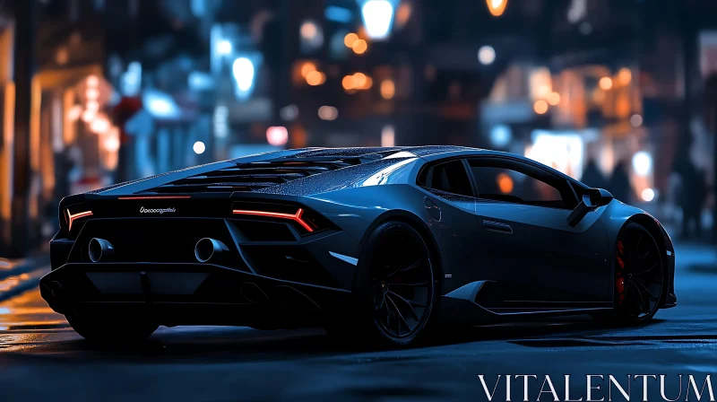 Luxury Car in Urban Nightscape