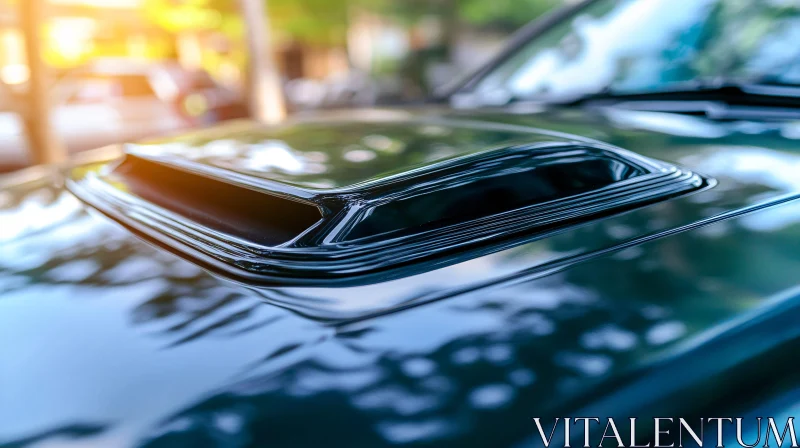 Glossy Car Hood with Scoop Detail
