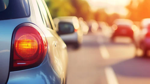Sunset Traffic with Blurred Background