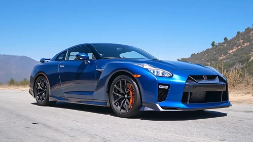 Blue Sports Car in Outdoor Setting