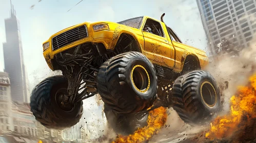 Urban Monster Truck Action Scene