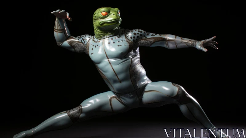 Alien Persona in Martial Arts Pose - Frogcore Style AI Image