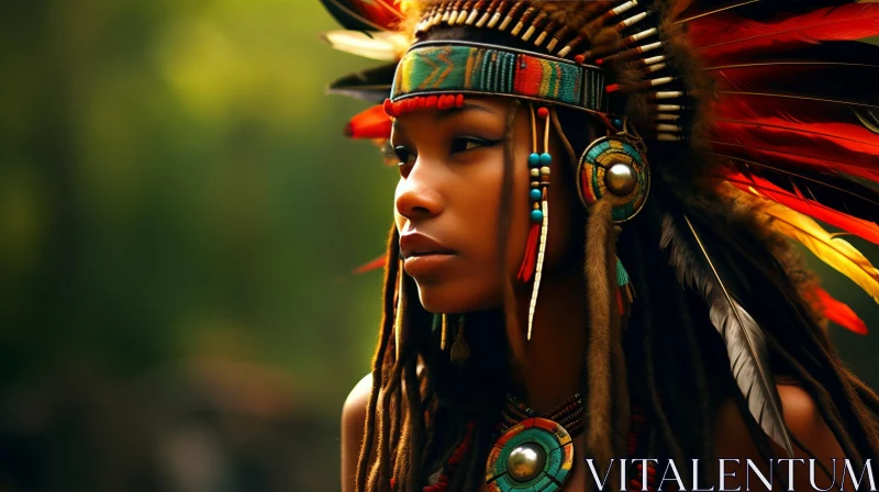 Captivating Indian Woman in Mesamerican-Inspired Headdress | Art of the Congo AI Image
