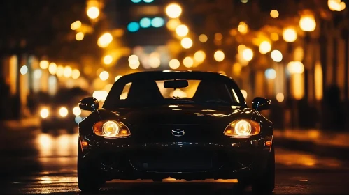 Black Sports Car at Night